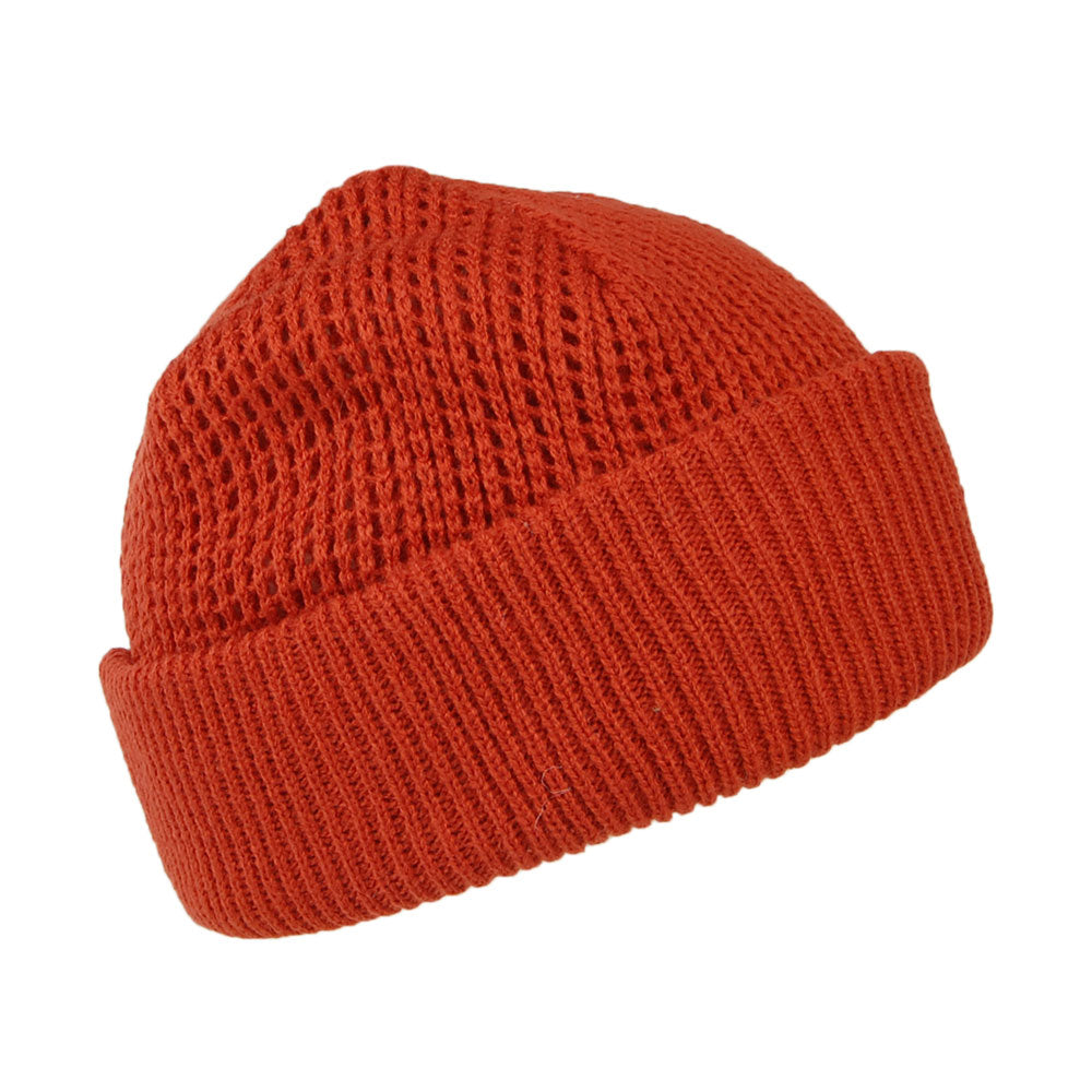 Barts Adas mit Umschlag Beanie Mütze mit Umschlag im Waffelstrickmuster - Rostrot