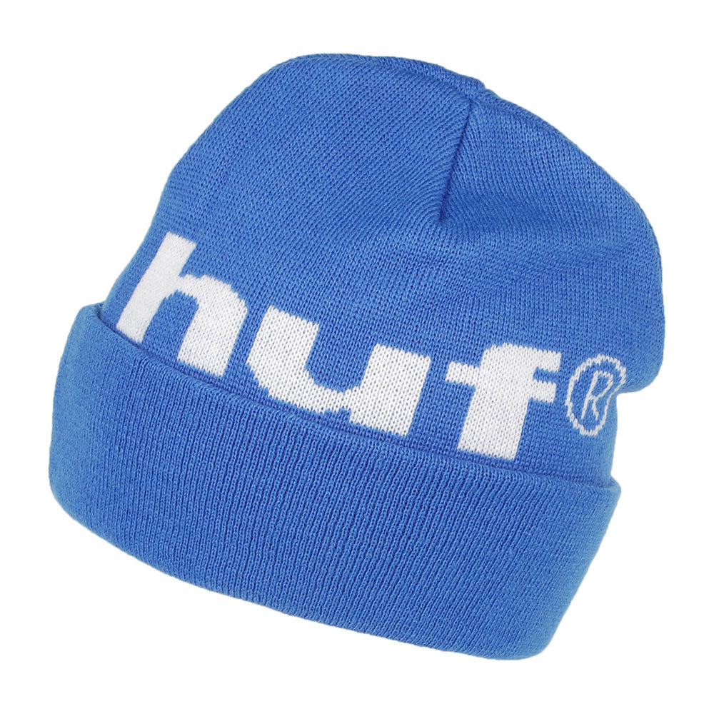 HUF 98 Logo Beanie Mütze - Blau-Weiß