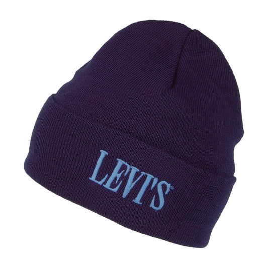 Levi's Smaller Serif Logo mit Umschlag Beanie Mütze - Marineblau