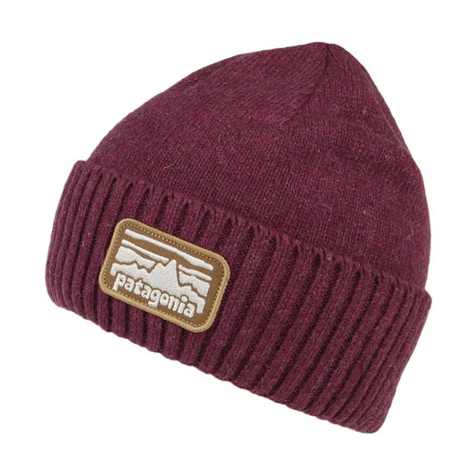 Patagonia Fitz Roy Rambler Brodeo Beanie Mütze aus recycelter Wolle - Weinrot