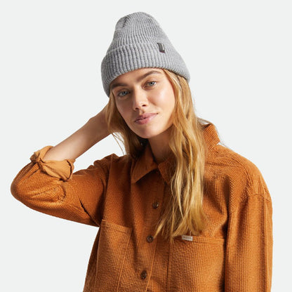 Brixton Heist Beanie Mütze mit Umschlag - Hellgrau