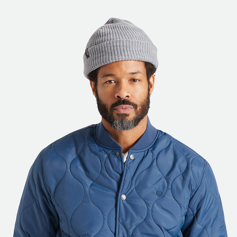 Brixton Heist Beanie Mütze mit Umschlag - Hellgrau