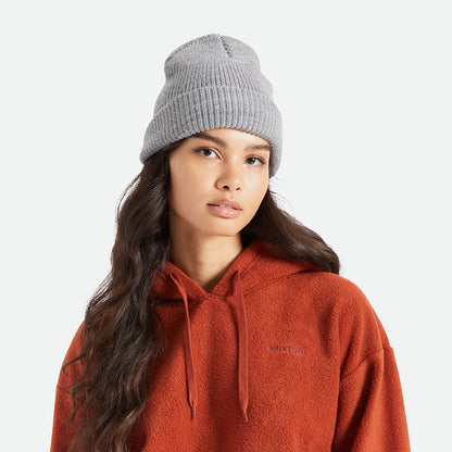 Brixton Heist Beanie Mütze mit Umschlag - Hellgrau