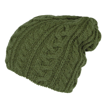 Highland 2000 Super Weiche Slouch Oversized Beanie Mütze aus Alpaka Wolle - Olivgrün