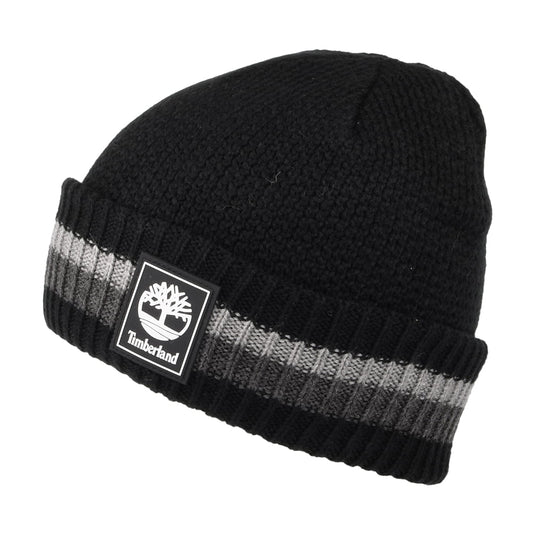 Timberland Gestreifter Umschlag Beanie Mütze - Schwarz-Grau