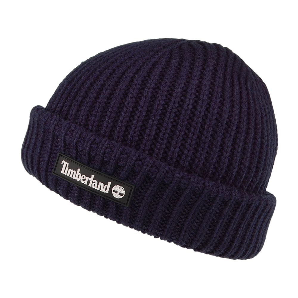 Timberland kurze Beanie Mütze mit Kunststofflogo - Marineblau