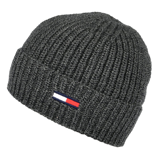 Tommy Hilfiger TJM Basic Rib Gerippte Beanie Mütze - Dunkelgrau