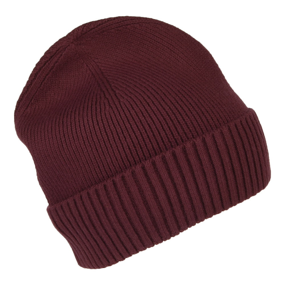 Tommy Hilfiger Pima Essential Flag Beanie Mütze aus Baumwoll-Kaschmir - Dunkles Weinrot