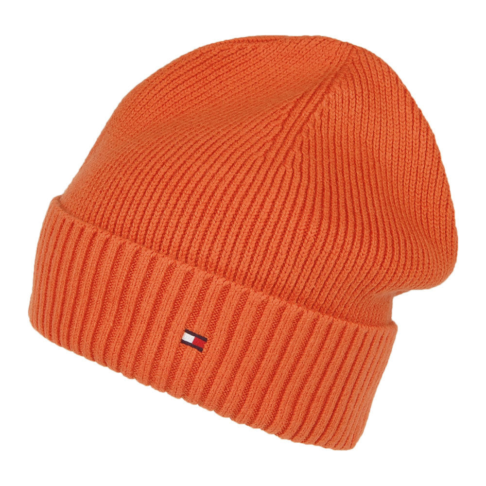 Tommy Hilfiger Pima Essential Flag Beanie Mütze aus Baumwoll-Kaschmir - Verbranntes Orange