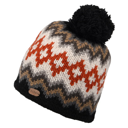 Kusan Diamond Bommelmütze Fair Isle - Grau-Multi