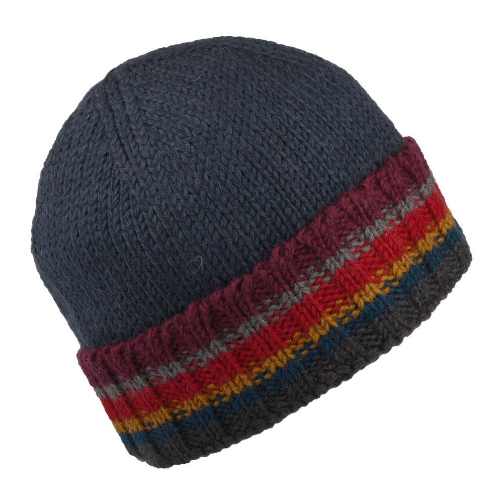 Kusan Turn Up Cuff Beanie Mütze Strick - Marineblau