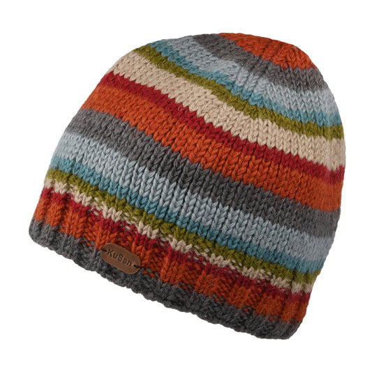 Kusan Brooklyn Beanie Mütze gestreift - Petrol-Orange