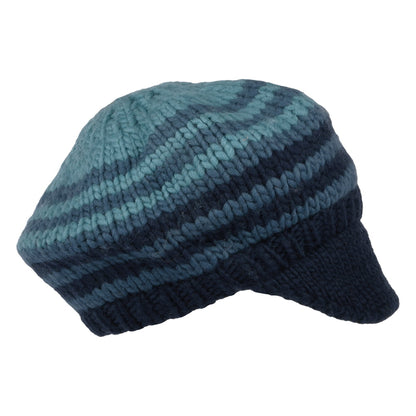 Kusan Moss Yarn Soft Peaked Beanie Mütze - Blau-Multi