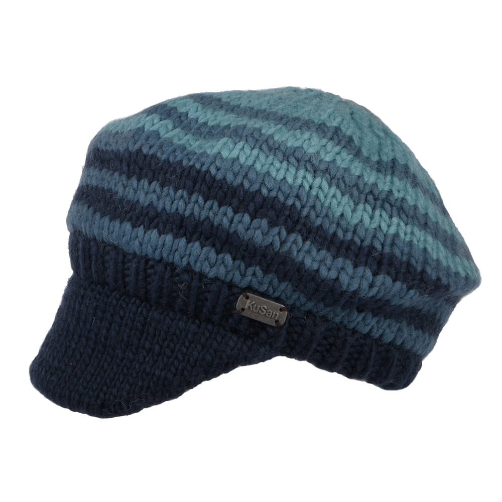Kusan Moss Yarn Soft Peaked Beanie Mütze - Blau-Multi