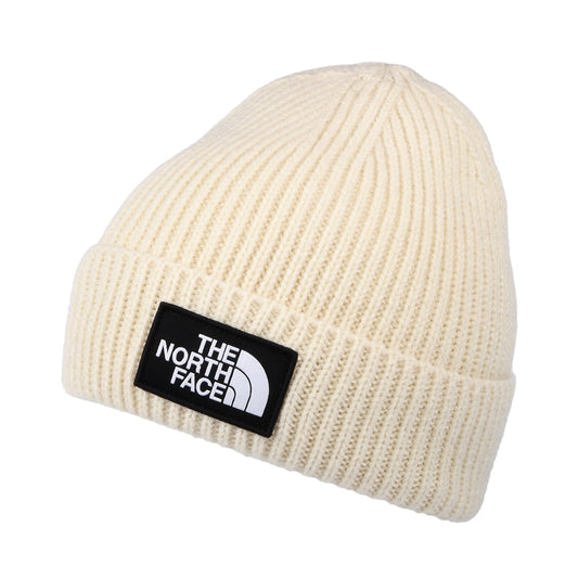 The North Face TNF Logo Box Cuffed Fisherman Beanie Mütze - Sand