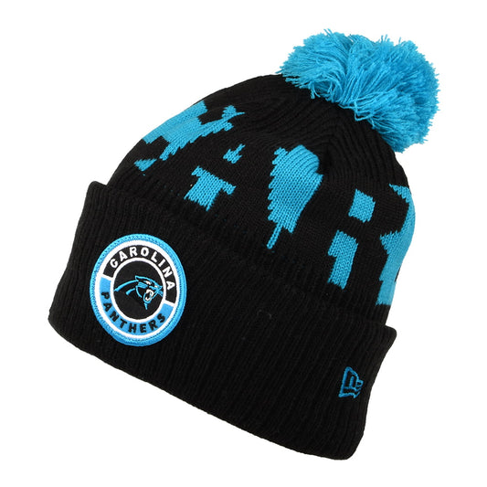 New Era Carolina Panthers Bommelmütze NFL On Field Sport Knit - Schwarz-Blau