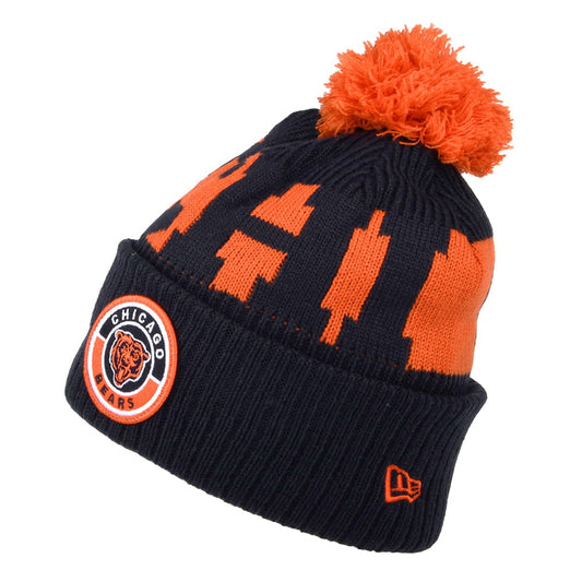 New Era Chicago Bears Bommelmütze NFL On Field Sport Knit - Marineblau-Orange