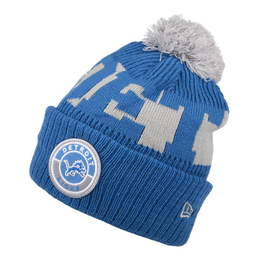 New Era Detroit Lions Bommelmütze NFL On Field Sport Knit - Blau-Grau