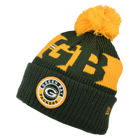 New Era Green Bay Packers Bommelmütze NFL On Field Sport Knit - Grün-Gelb