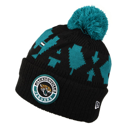 New Era Jacksonville Jaguars Bommelmütze NFL On Field Sport Knit - Schwarz-Petrol
