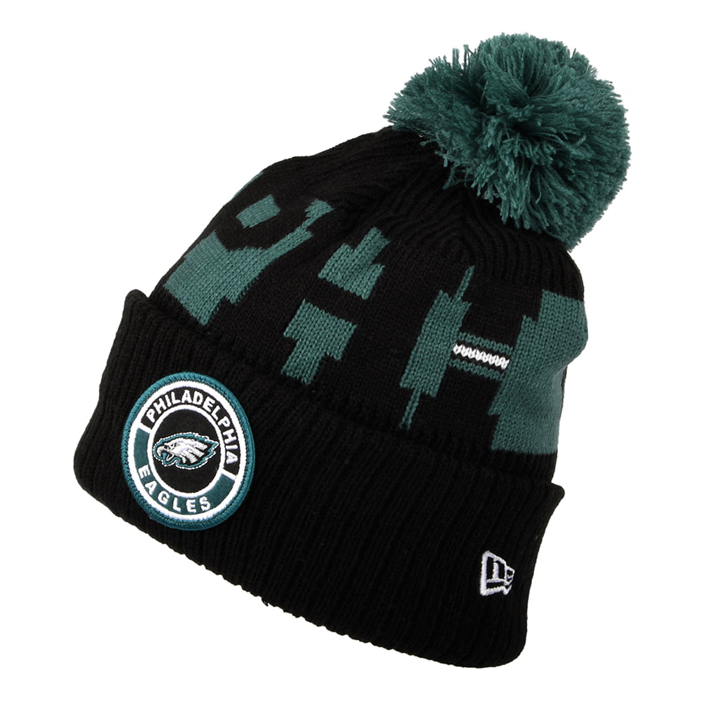 New Era Philadelphia Eagles Bommelmütze NFL On Field Sport Knit - Schwarz-Grün