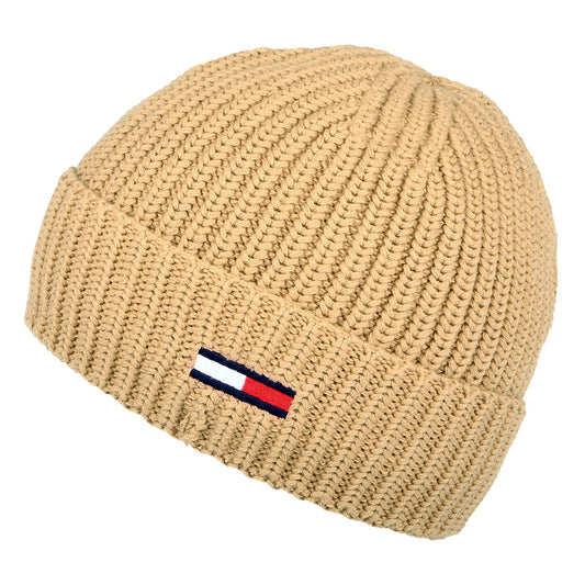 Tommy Hilfiger TJM Basic Rib Gerippte Beanie Mütze - Khaki