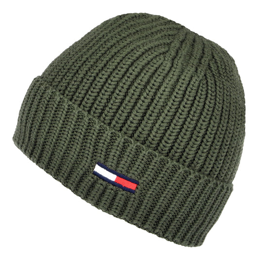 Tommy Hilfiger TJM Basic Rib Gerippte Beanie Mütze - Dunkelolivgrün