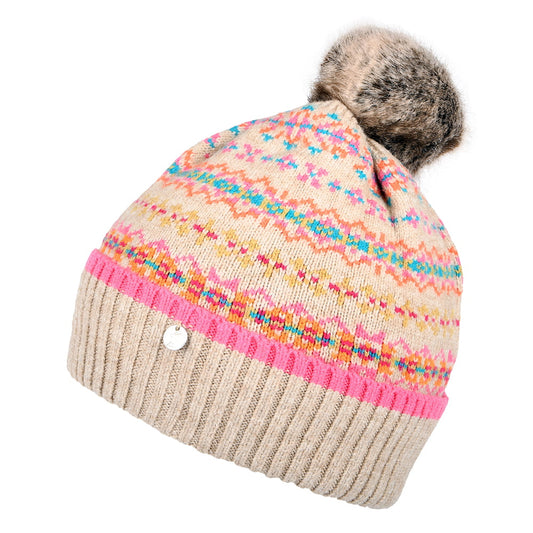Joules Christina Bommelmütze Fairisle - Beige-Multi