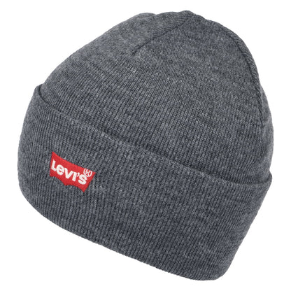 Levi's mit rotem Logo bestickte Beanie Mütze Slouchy - Grau