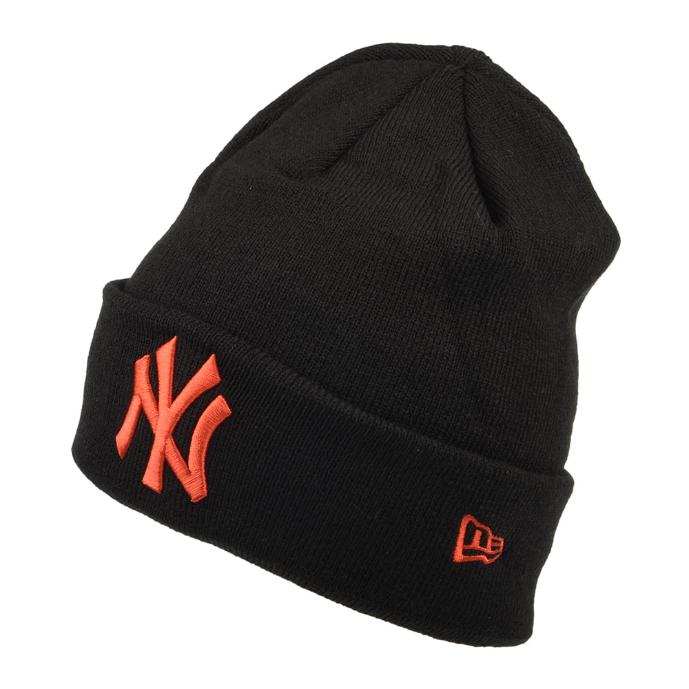 New Era New York Yankees Beanie Mütze - MLB League Essential Cuff Knit - Schwarz-Orange