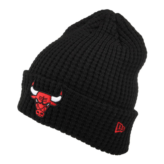 New Era Chicago Bulls Beanie Mütze mit Umschlag - NBA Team Waffle Knit - Schwarz