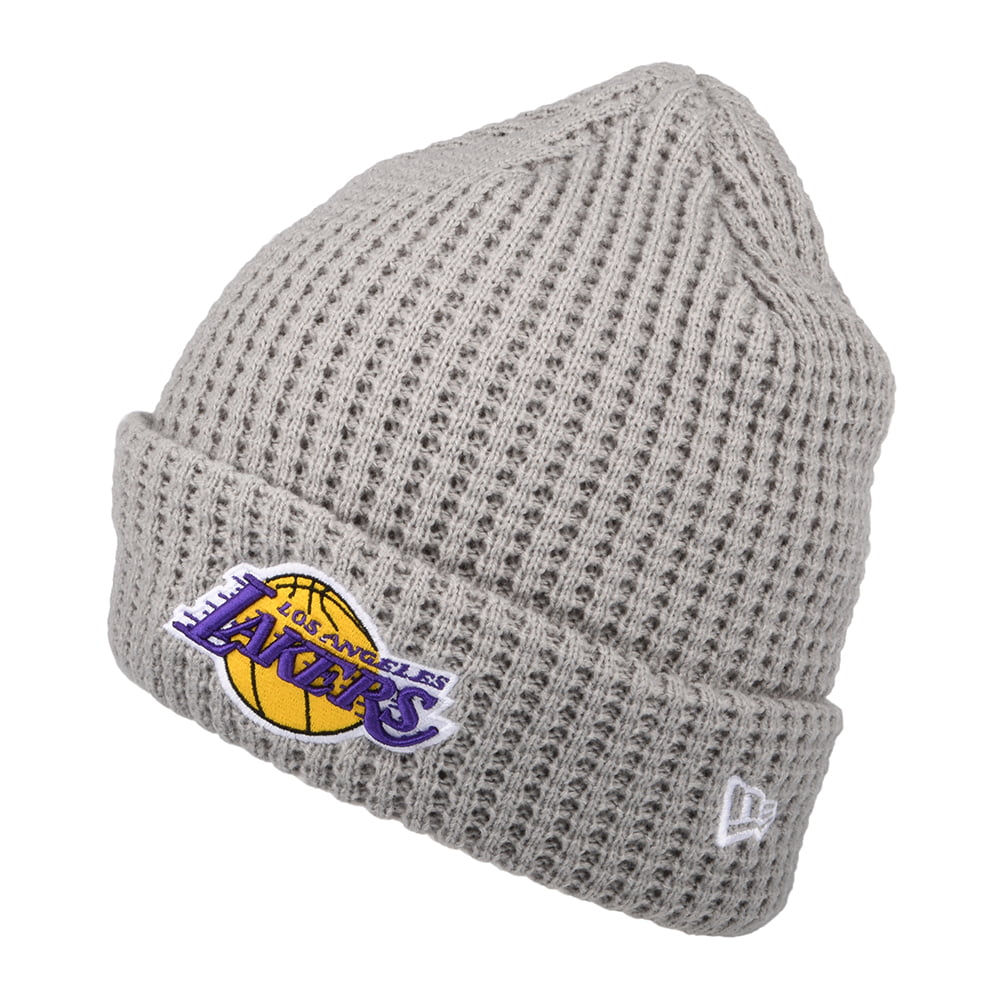 New Era mit Umschlag L.A. Lakers Beanie Mütze - NBA Team Waffle Knit - Grau
