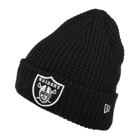 New Era Las Vegas Raiders Beanie Mütze mit Umschlag - NFL Team Waffle Knit - Schwarz