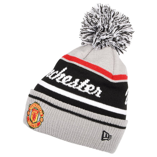 New Era Cuff Knit Manchester United Bommelmütze - Wordmark - Grau-Schwarz