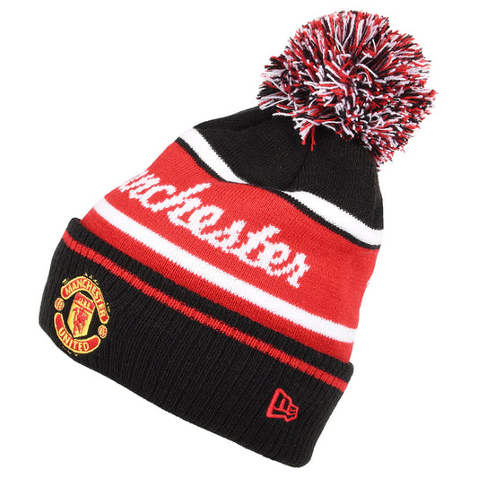 New Era Cuff Knit Manchester United Bommelmütze - Wordmark - Schwarz-Scharlachrot