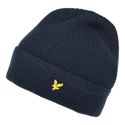 Lyle & Scott Racked Rib Beanie Mütze - Dunkles Marineblau
