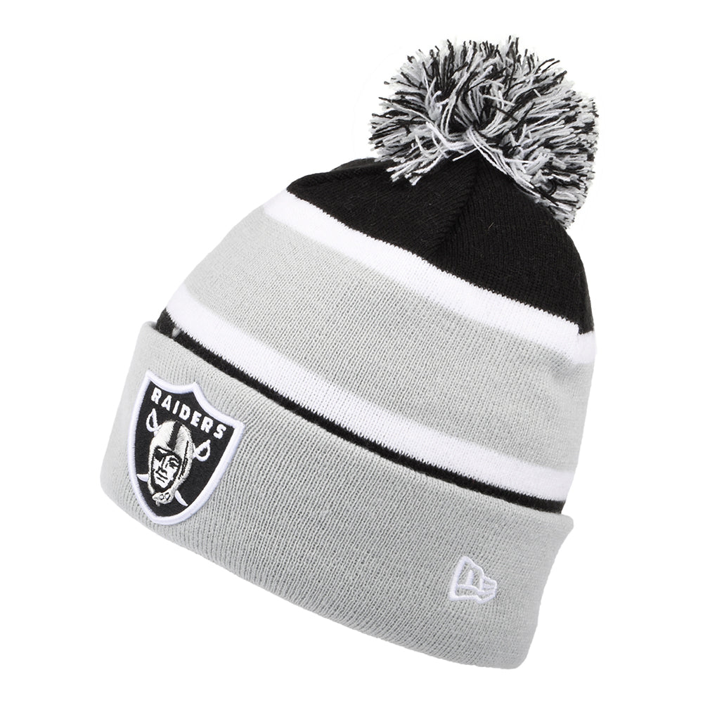 New Era mit Umschlag Las Vegas Raiders Bommelmütze NFL Striped - Grau-Schwarz