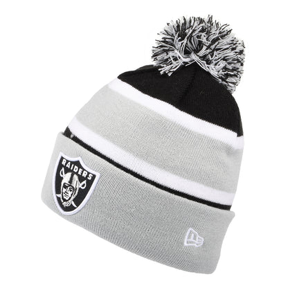 New Era mit Umschlag Las Vegas Raiders Bommelmütze NFL Striped - Grau-Schwarz