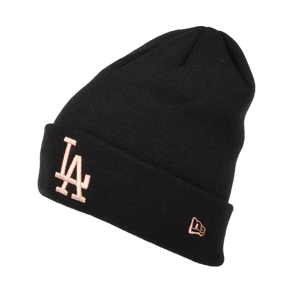 New Era mit Umschlag L.A. Dodgers Beanie Mütze MLB Metallic Logo - Schwarz-Rosegold