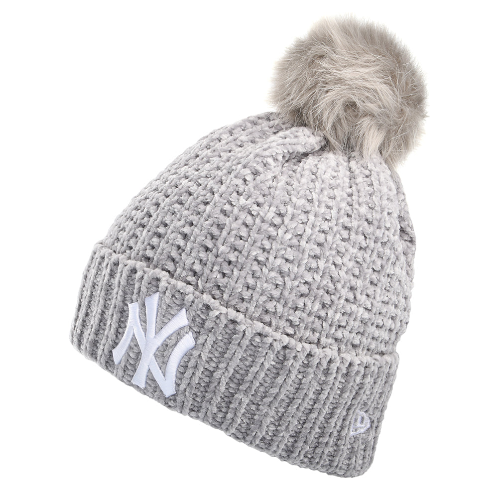 New Era Damen Chenille New York Yankees Bommelmütze - MLB Winterized - Grau