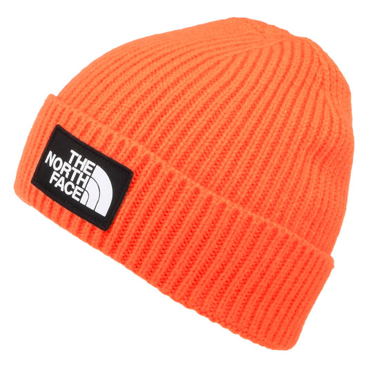 The North Face TNF Logo Box Cuffed Fisherman Beanie Mütze - Orange