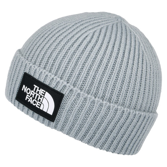 The North Face TNF Logo Box Cuffed Fisherman Beanie Mütze - Grau