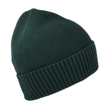 Tommy Hilfiger Pima Essential Flag Beanie Mütze aus Baumwoll-Kaschmir - Waldgrün