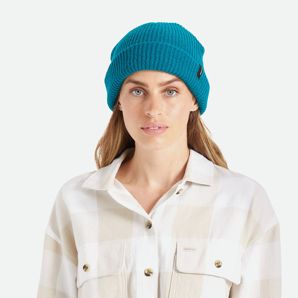 Brixton Heist Beanie Mütze mit Umschlag - Meerblau