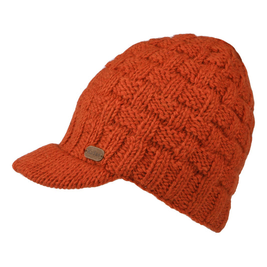 Kusan Korbmuster Beanie Mütze mit Visier - Verbranntes Orange