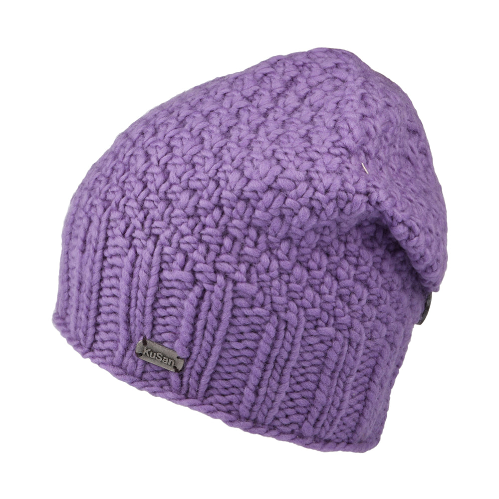 Kusan Button Down Beanie Mütze - Fliederfarben