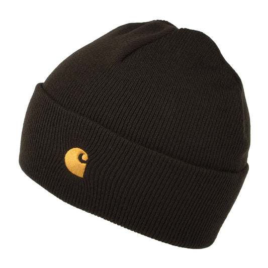 Carhartt WIP Chase Beanie Mütze mit Umschlag - Dunkelbraun