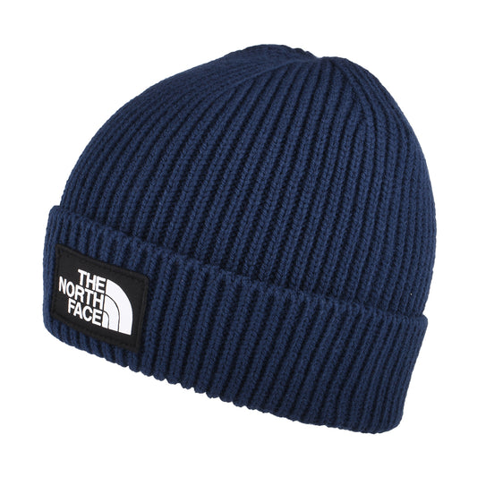 The North Face TNF Logo Box Cuffed Fisherman Beanie Mütze - Marineblau