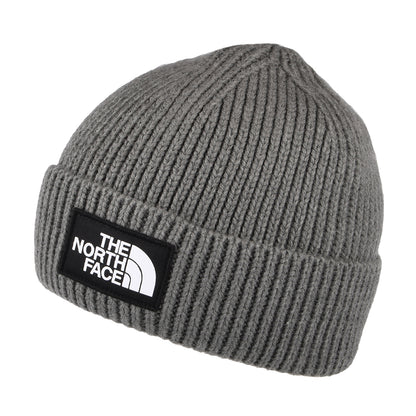 The North Face TNF Logo Box Cuffed Fisherman Beanie Mütze - Mittelgrau