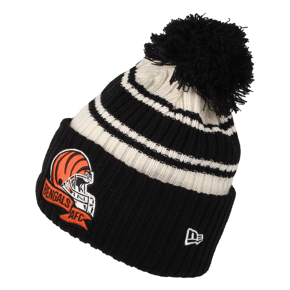 New Era Cincinnati Bengals Bommelmütze - NFL Sideline Sport Knit - Schwarz-Weiß